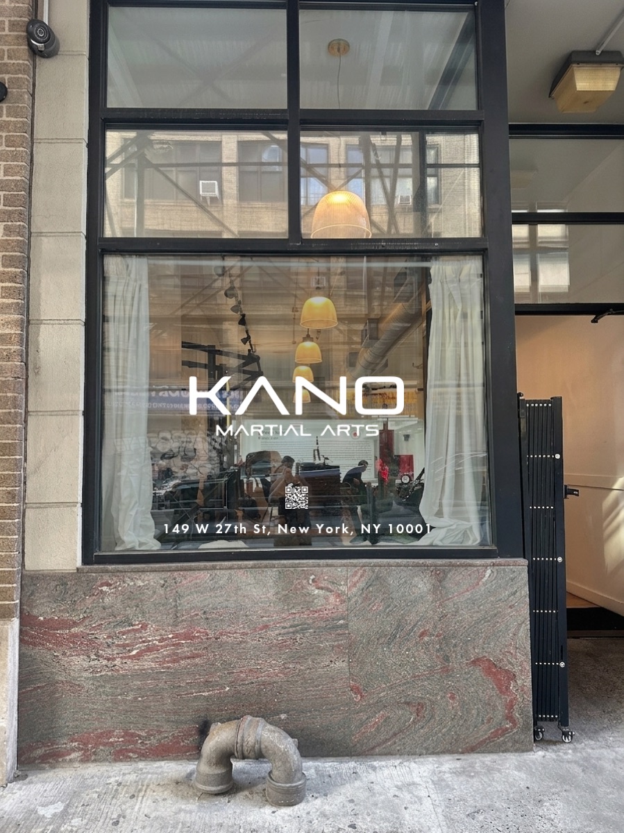 Kano Martial Arts storefront window sign at 149 W 27th St